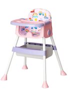 Little Mom Scaun de masa pentru copii Jungle Pink pliabil transformabil 2 in 1 cu tavita dubla reglabila in 3 pozitii cos de depozitare dimensiune 66 x 62 x 87 cm