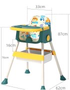 Little Mom Scaun de masa pentru copii Jungle Pink pliabil transformabil 2 in 1 cu tavita dubla reglabila in 3 pozitii cos de depozitare dimensiune 66 x 62 x 87 cm