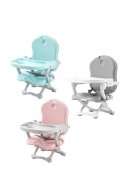 Little Mom Scaun de masa pentru copii model tip booster design compact pliabil si portabil inaltime reglabila 4 pozitii tavita detabila compatibilitate universala dimensiune 50 x 30 x 35 cm Pink