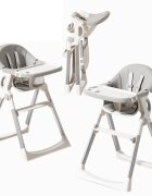 Little Mom Scaun de masa pentru copii NidoFold grey sistem anti-ridicicare centura de siguranta echipat cu roti tavita de masa detasabila pliere rapida si compacta dimensiune 54 x 67 x 88 cm