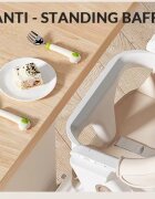 Little Mom Scaun de masa pentru copii NidoFold grey sistem anti-ridicicare centura de siguranta echipat cu roti tavita de masa detasabila pliere rapida si compacta dimensiune 54 x 67 x 88 cm