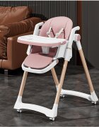 Little Mom Scaun de masa pentru copii pink structura metalica triunghiulara pliabil cu spatarul si tavita ajustabile husa detasabila roti cu blocare