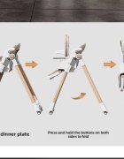 Little Mom Scaun de masa pentru copii pink structura metalica triunghiulara pliabil cu spatarul si tavita ajustabile husa detasabila roti cu blocare