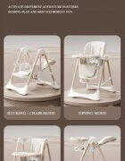 Little Mom Scaun de masa pentru copii White multifunctional 3 in 1 design ergonomic pliabil structura piramidala roti silentioase suport pentru picioare dimensiuni 63x80x105 cm