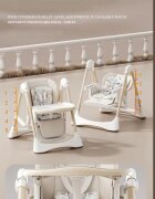 Little Mom Scaun de masa pentru copii White multifunctional 3 in 1 design ergonomic pliabil structura piramidala roti silentioase suport pentru picioare dimensiuni 63x80x105 cm