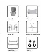 Little Mom Scaun de masa pentru copii Wood beige structura metalica triunghiulara pliabil cu spatarul si tavita ajustabile husa detasabila roti cu blocare