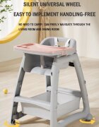 Little Mom Scaun de masa Pink multifunctional cu roti detasabile cos pentru accesorii centura siguranta tava dubla reglabila husa detasabila margini rotunjite dimensiune 59x58x78cm