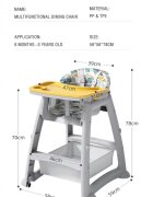 Little Mom Scaun de masa Pink multifunctional cu roti detasabile cos pentru accesorii centura siguranta tava dubla reglabila husa detasabila margini rotunjite dimensiune 59x58x78cm