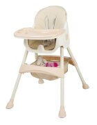 Little Mom Scaun de masa pliabil pentru bebelusi 3 in 1 Funny Cream cu roti si functie de balansoar multifunctional centura de siguranta 5 Puncte ajustabil pe inaltime cos de depozitare husa detasabila