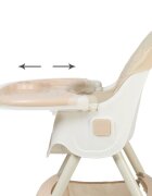 Little Mom Scaun de masa pliabil pentru bebelusi 3 in 1 Funny Cream cu roti si functie de balansoar multifunctional centura de siguranta 5 Puncte ajustabil pe inaltime cos de depozitare husa detasabila