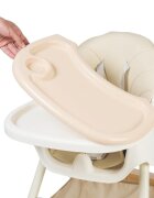 Little Mom Scaun de masa pliabil pentru bebelusi 3 in 1 Funny Cream cu roti si functie de balansoar multifunctional centura de siguranta 5 Puncte ajustabil pe inaltime cos de depozitare husa detasabila