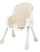 Little Mom Scaun de masa pliabil pentru bebelusi 3 in 1 Funny Cream cu roti si functie de balansoar multifunctional centura de siguranta 5 Puncte ajustabil pe inaltime cos de depozitare husa detasabila