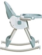 Little Mom Scaun de masa pliabil pentru bebelusi 3 in 1 Funny Light Green cu roti si functie de balansoar multifunctional centura de siguranta 5 Puncte ajustabil pe inaltime cos de depozitare husa detasabila