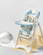 Little Mom Scaun de masa pliabil pentru bebelusi Grey cu reductor dublu varsta 6-36 luni spatar reglabil in 4 unghiuri distincte cu roti si cos pentru accesorii inaltime ajustabila centura de siguranta 5 Puncte