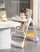 Little Mom Scaun de masa pliabil pentru bebelusi multifunctional cu roti functie balansoar cu spatar reglabil in 4 unghiuri distincte inaltime ajustabila si centura de siguranta 5 puncte varsta 6-36 luni Grey