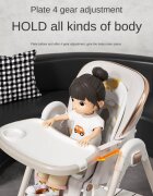 Little Mom Scaun de masa pliabil pentru bebelusi multifunctional cu roti functie balansoar cu spatar reglabil in 4 unghiuri distincte inaltime ajustabila si centura de siguranta 5 puncte varsta 6-36 luni Grey