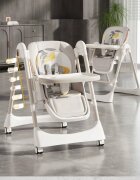 Little Mom Scaun de masa pliabil pentru bebelusi multifunctional cu roti functie balansoar cu spatar reglabil in 4 unghiuri distincte inaltime ajustabila si centura de siguranta 5 puncte varsta 6-36 luni Grey