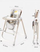 Little Mom Scaun de masa pliabil pentru bebelusi multifunctional cu roti functie balansoar cu spatar reglabil in 4 unghiuri distincte inaltime ajustabila si centura de siguranta 5 puncte varsta 6-36 luni Grey