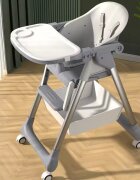 Little Mom Scaun de masa SmartFold BeigePink 2in1 cu roti pliabil cos pentru accesorii centura siguranta margini rotunjite suport picioare tava dubla