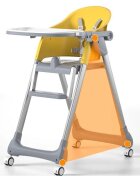 Little Mom Scaun de masa SmartFold Grey 2 in 1 cu roti pliabil cos pentru accesorii centura siguranta margini rotunjite suport picioare tava dubla