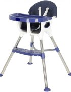 Little Mom Scaun de masa transformabil multifunctional cu tavita ajustabila husa detasabila din piele ecologica suport pentru picioare dimensiune 75 x 53 x 83 cm Elite Blue