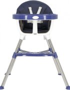Little Mom Scaun de masa transformabil multifunctional cu tavita ajustabila husa detasabila din piele ecologica suport pentru picioare dimensiune 75 x 53 x 83 cm Elite Blue
