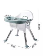 Little Mom Scaun de masa transformabil multifunctional cu tavita ajustabila husa detasabila din piele ecologica suport pentru picioare dimensiune 75 x 53 x 83 cm Elite Green