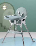 Little Mom Scaun de masa transformabil multifunctional cu tavita ajustabila husa detasabila din piele ecologica suport pentru picioare dimensiune 75 x 53 x 83 cm Elite Green