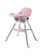 Little Mom Scaun de masa transformabil multifunctional cu tavita ajustabila husa detasabila din piele ecologica suport pentru picioare dimensiune 75 x 53 x 83 cm Elite Pink