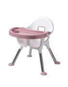 Little Mom Scaun de masa transformabil multifunctional cu tavita ajustabila husa detasabila din piele ecologica suport pentru picioare dimensiune 75 x 53 x 83 cm Elite Pink
