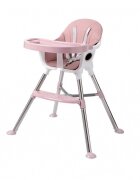 Little Mom Scaun de masa transformabil multifunctional cu tavita ajustabila husa detasabila din piele ecologica suport pentru picioare dimensiune 75 x 53 x 83 cm Elite Pink