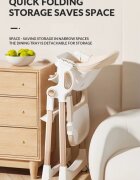 Little Mom Scaun de masa ultrapliabil pentru bebelusi cu structura piramidala design anti-ridicare echipat cu roti tavita si suport de picioare ajustabile manere de sustinere dimensiune 54 x 67 x 88 cm Grey
