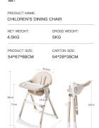 Little Mom Scaun de masa ultrapliabil pentru bebelusi cu structura piramidala design anti-ridicare echipat cu roti tavita si suport de picioare ajustabile manere de sustinere dimensiune 54 x 67 x 88 cm Grey