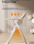 Little Mom Scaun de masa ultrapliabil pentru bebelusi cu structura piramidala design anti-ridicare echipat cu roti tavita si suport de picioare ajustabile manere de sustinere dimensiune 54 x 67 x 88 cm Grey
