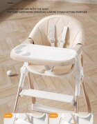 Little Mom Scaun de masa ultrapliabil pentru bebelusi cu structura piramidala design anti-ridicare echipat cu roti tavita si suport de picioare ajustabile manere de sustinere dimensiune 54 x 67 x 88 cm Grey