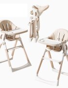 Little Mom Scaun de masa ultrapliabil pentru bebelusi cu structura piramidala design anti-ridicare echipat cu roti tavita si suport de picioare ajustabile manere de sustinere dimensiune 54 x 67 x 88 cm Khaki