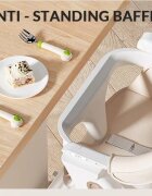 Little Mom Scaun de masa ultrapliabil pentru bebelusi cu structura piramidala design anti-ridicare echipat cu roti tavita si suport de picioare ajustabile manere de sustinere dimensiune 54 x 67 x 88 cm Khaki