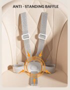 Little Mom Scaun de masa ultrapliabil pentru bebelusi cu structura piramidala design anti-ridicare echipat cu roti tavita si suport de picioare ajustabile manere de sustinere dimensiune 54 x 67 x 88 cm Khaki