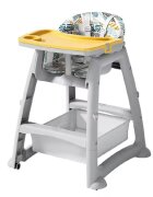 Little Mom Scaun de masa Yellow multifunctional cu roti detasabile cos pentru accesorii centura siguranta tava dubla reglabila husa detasabila margini rotunjite dimensiune 59x58x78cm