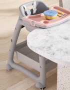 Little Mom Scaun de masa Yellow multifunctional cu roti detasabile cos pentru accesorii centura siguranta tava dubla reglabila husa detasabila margini rotunjite dimensiune 59x58x78cm