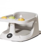 Little Mom Scaunel de baie pentru bebelusi AquaSafe Baby Seat Grey cu termometru digital bariera circulara 360 cu spatar ergonomic si pupitru de joaca incorporat compatibilitate universala