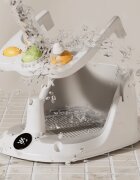 Little Mom Scaunel de baie pentru bebelusi AquaSafe Baby Seat Grey cu termometru digital bariera circulara 360 cu spatar ergonomic si pupitru de joaca incorporat compatibilitate universala