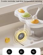 Little Mom Scaunel de baie pentru bebelusi AquaSafe Baby Seat Grey cu termometru digital bariera circulara 360 cu spatar ergonomic si pupitru de joaca incorporat compatibilitate universala