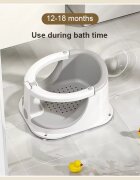 Little Mom Scaunel de baie pentru bebelusi BabySpa Pink termometru digital cu ecran tactil bariera circulara 360 cu spatar ergonomic compatibilitate universala si Jucarie rotativa tip spinner inclusa