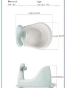 Little Mom Scaunel de baie pentru bebelusi Blue Whale forma ergonomica cu maner de sustinere si ventuze de fixare dimensiune 32.6 x 25 x 18.3 cm