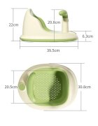 Little Mom Scaunel de baie pentru bebelusi Bubble Green multifunctional ergonomic cu maner de sustinere orificii pentru drenaj spatar si sezut antiderapant laterale deschise dimensiune 395 x 308 x 22 cm