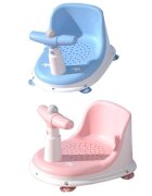 Little Mom Scaunel de baie pentru copii Baby Crown Blue design ergonomic cu spatar cu husa detasabila din cauciuc cu ghidon de sustinere si Claxon dimensiune 20 x 30 x 36 cm