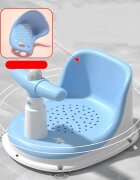 Little Mom Scaunel de baie pentru copii Baby Crown Blue design ergonomic cu spatar cu husa detasabila din cauciuc cu ghidon de sustinere si Claxon dimensiune 20 x 30 x 36 cm