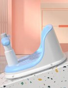 Little Mom Scaunel de baie pentru copii Baby Crown Blue design ergonomic cu spatar cu husa detasabila din cauciuc cu ghidon de sustinere si Claxon dimensiune 20 x 30 x 36 cm