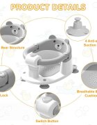 Little Mom Scaunel de baie pentru copii Bear Grey model universal cu spatar ergonomic ventuze de fixare brate mobile dimensiuni 21x41x24 cm